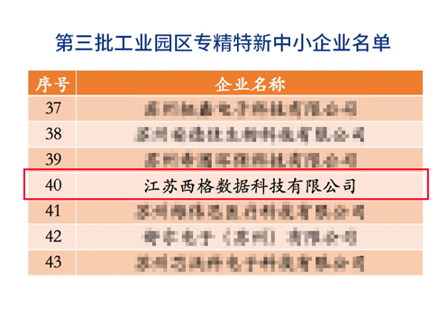 喜报 | 西格数据成功入选苏州工业园区专精特新中小企业!